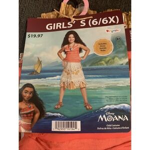 New Disney Moana Movie Halloween Costume Girls Sz S 6/6X Moana Dress